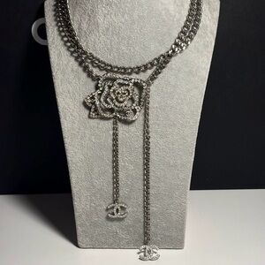 Chanel Crystal Camellia Flower Chain Belt/Necklace